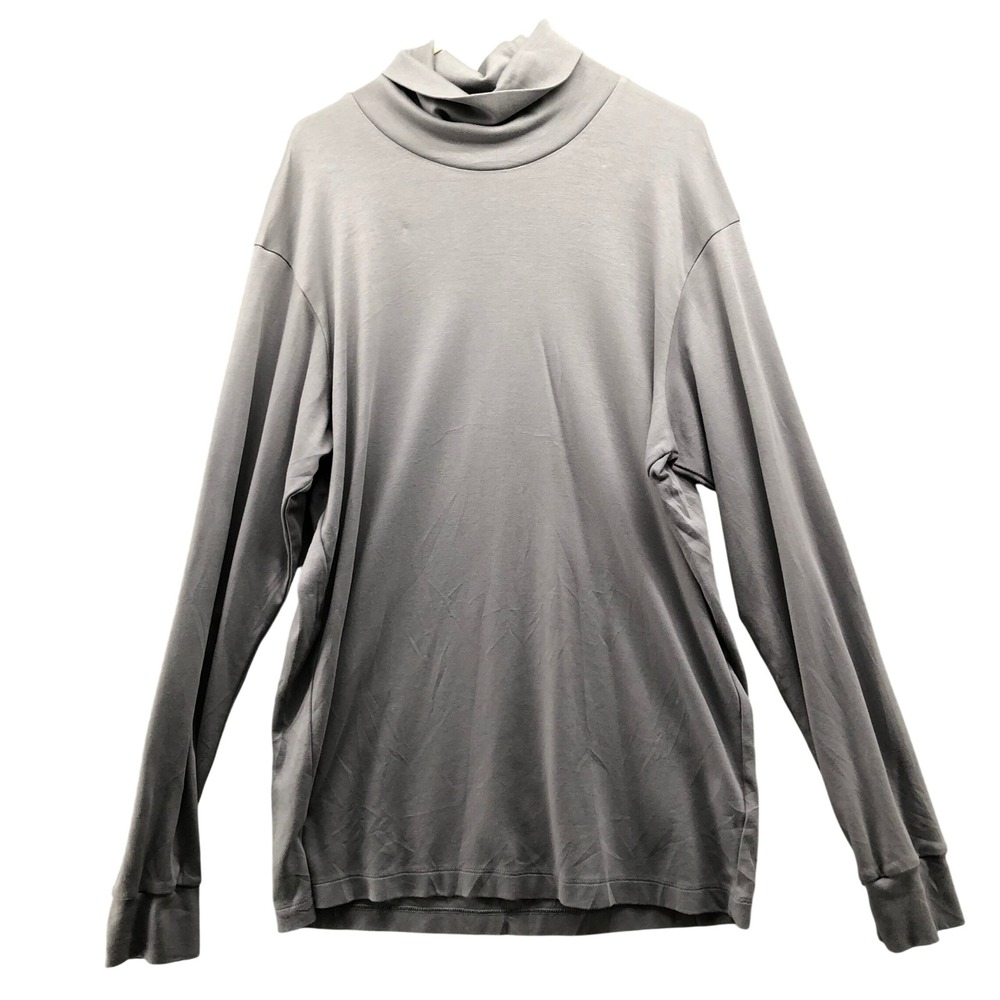 Uniqlo Soft Brushed Turtleneck Long Sleeve T-Shirt Men M Gray Cotton Layering